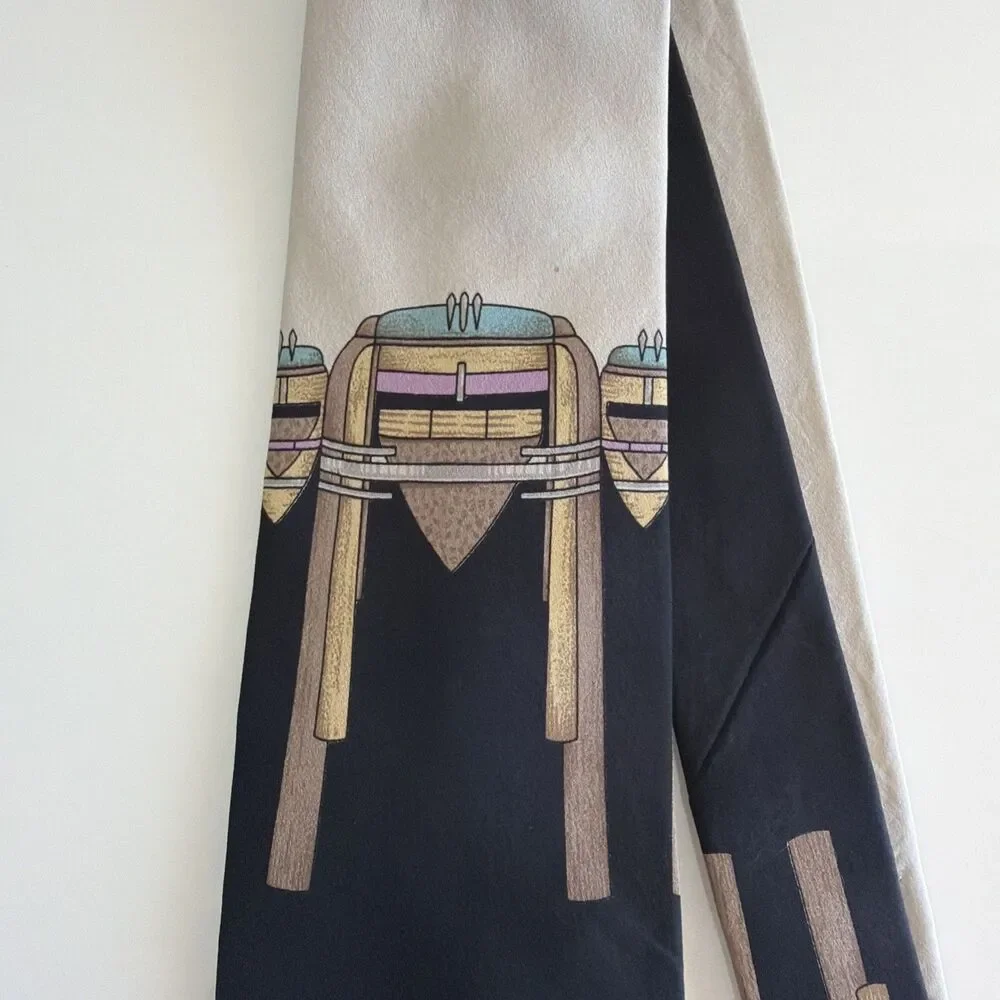 Vintage Vitaliano Pancaldi Italy Silk Jukebox Tie